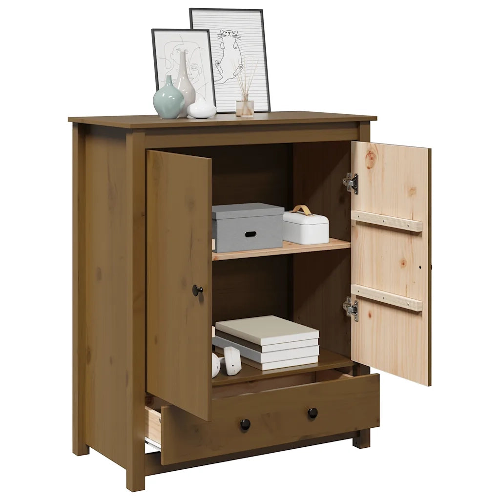 Credenza Marrone Ambra 83x41,5x100 cm in Legno Massello di Pino 823517