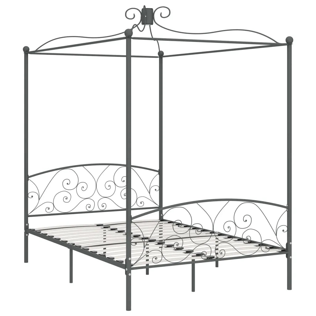 Letto a Baldacchino Grigio in Metallo 120x200 cm cod mxl 61964