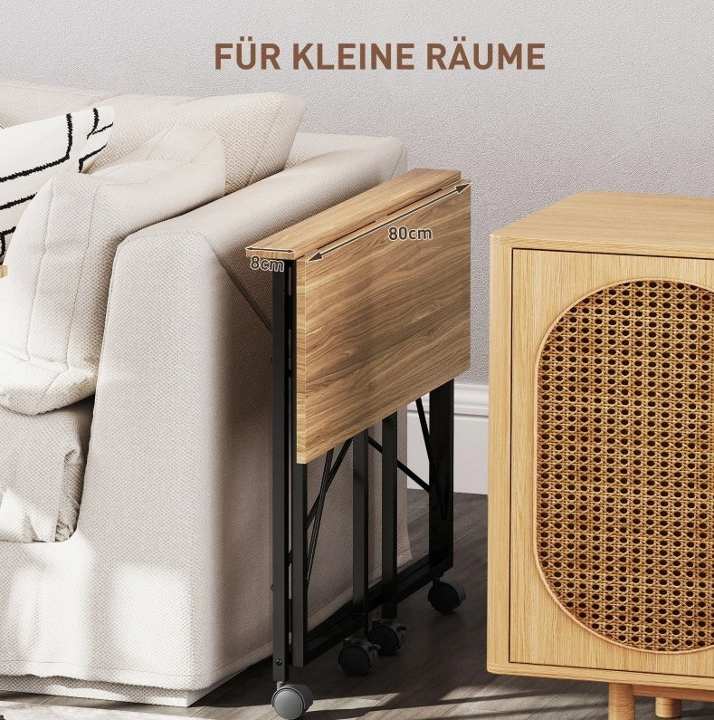 Scrivania pieghevole 80 cm con ruote, colore rovere