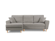 Cosmopolitan Design - Divano convertibile angolare sinistro con contenitore "Kyoto" 4 posti in bouclé grigio 
