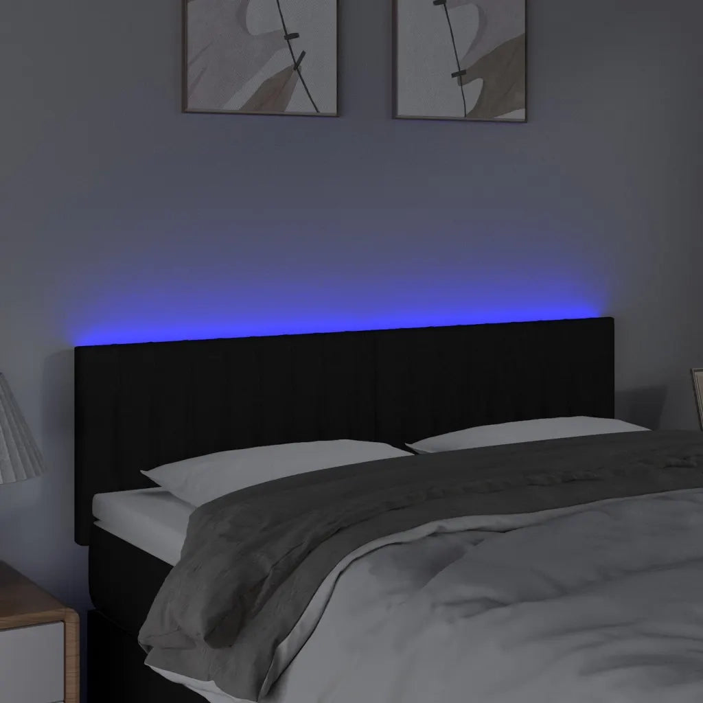 Testiera a LED-Testata con LED Nera 144x5x78/88 cm in Tessuto 149151