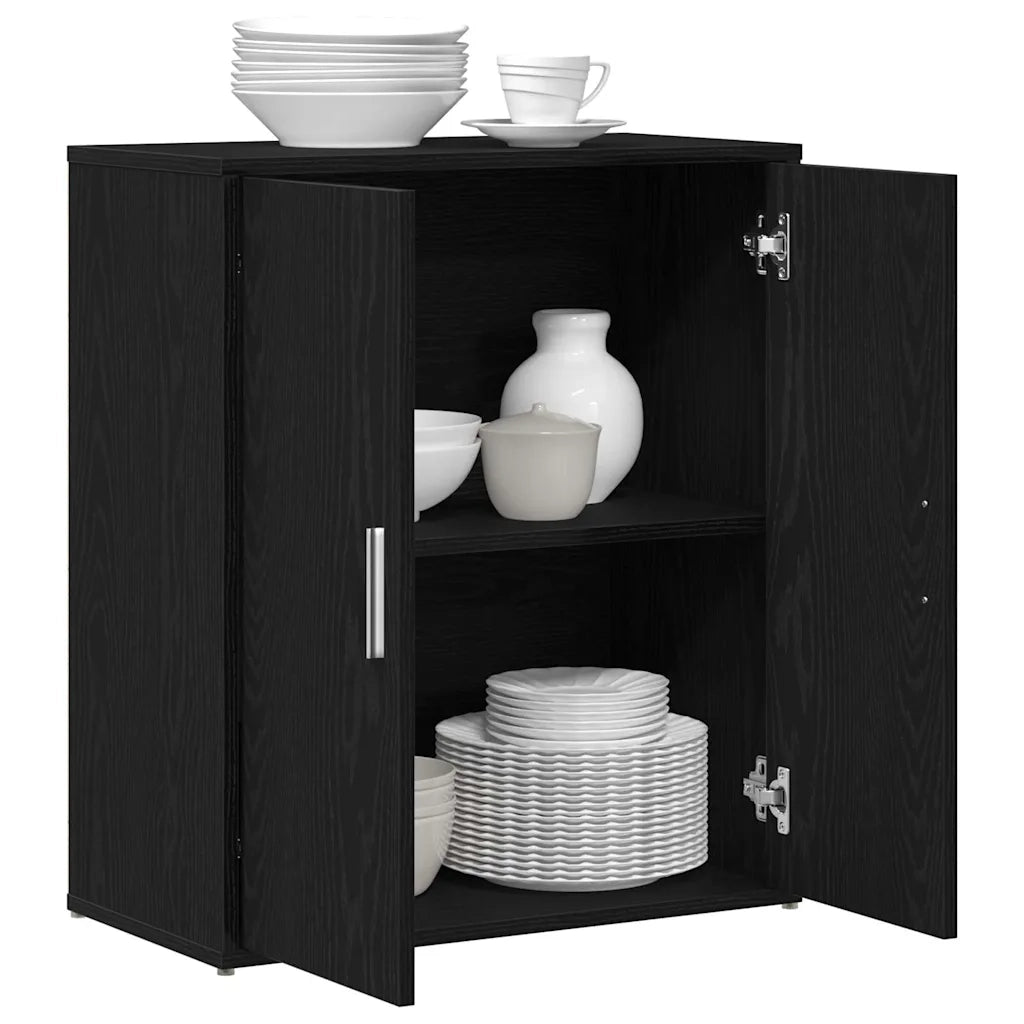 Credenza Rovere Nero 60x31x70 cm in Legno Multistrato 869143