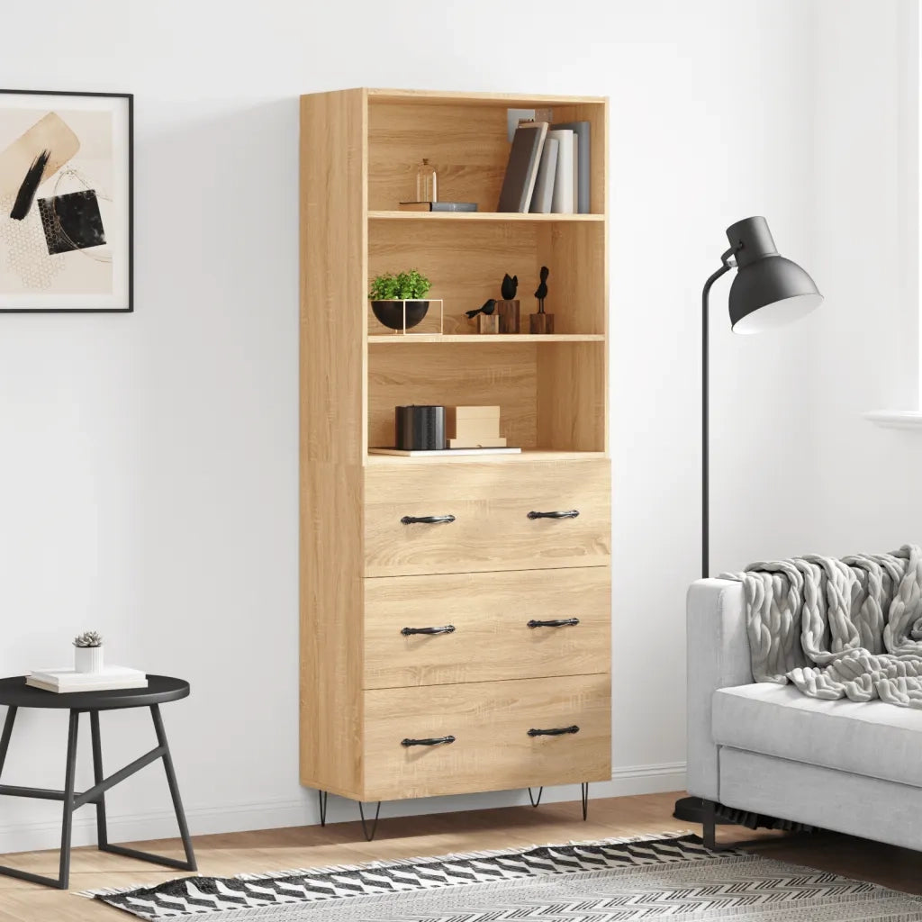 Credenza-Buffet-Armadio da cucina Rovere Sonoma 69,5x34x180 cm in Legno Multistrato 298806