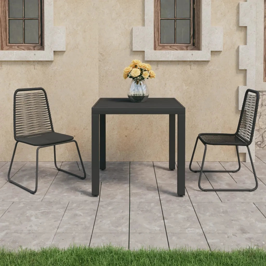 Set da Pranzo da Giardino 3 pz | Set Salotto da Giardino in Rattan PVC Nero