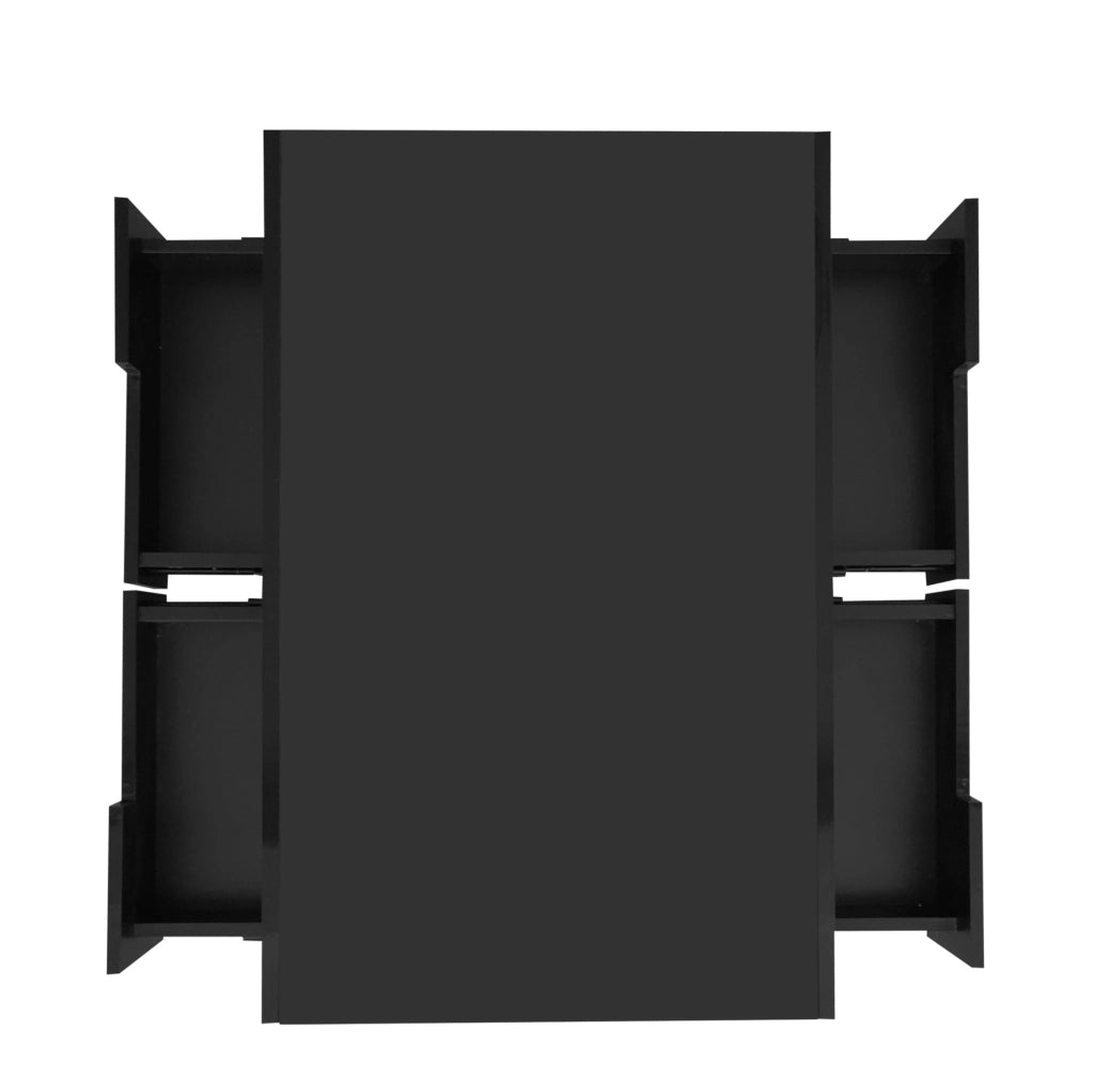 Tavolino da caffè lucido nero 80x50x36 cm con LED; 3 vani aperti e 4 cassetti