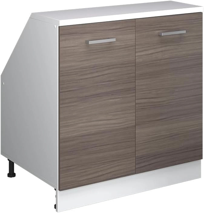 Mobile sottotetto Rion, Grigio nobile, 80 x 81.6 cm con 2 porte, carcassa 60 cm profondità, adatto per il salvaspazio sotto tetti spioventi