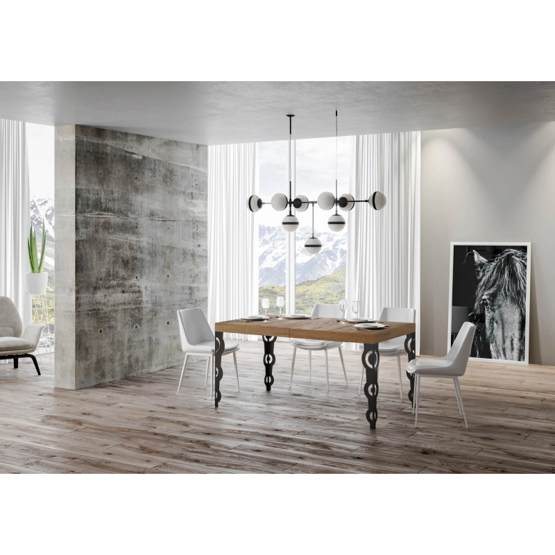 Tavolo allungabile 90x130/234 cm Karamay Premium telaio Antracite - Quercia Natura