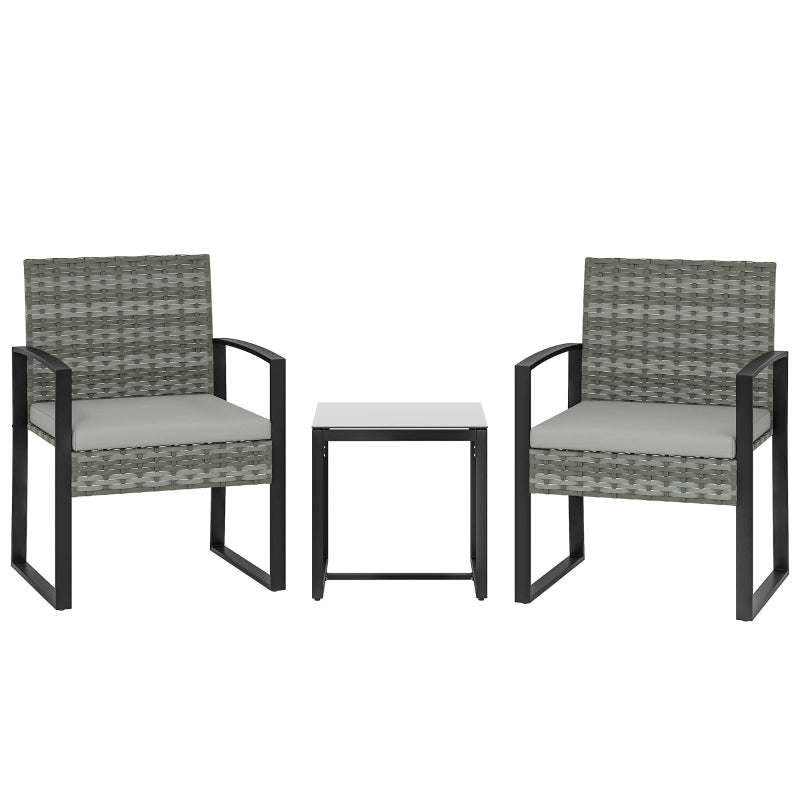 SET BISTRO DA 3 PEZZI PER 2 CON 2 POLTRONE E TAVOLINO, GRIGIO CHIARO