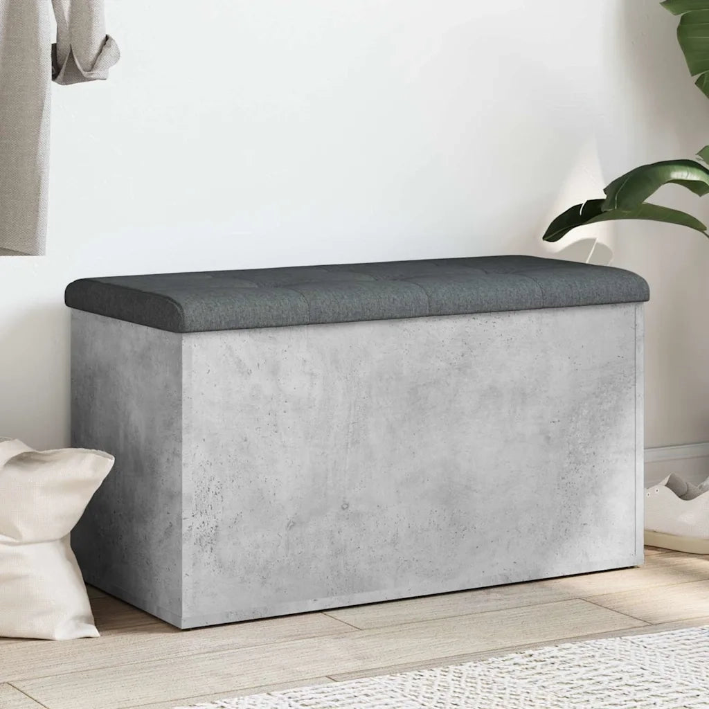 Panca Portaoggetti-Sgabello-Panca con Contenitore Grigio Cemento 82x42x45 cm Legno Multistrato