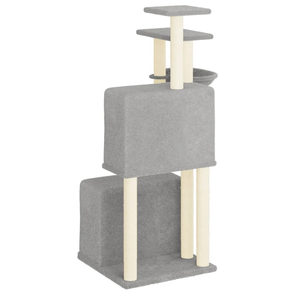Tiragraffi per gatti torre per arrampicata giocattolo piattaforma per arrampicata con tiragraffi in sisal leggero 122 cm grigio 02_0022555