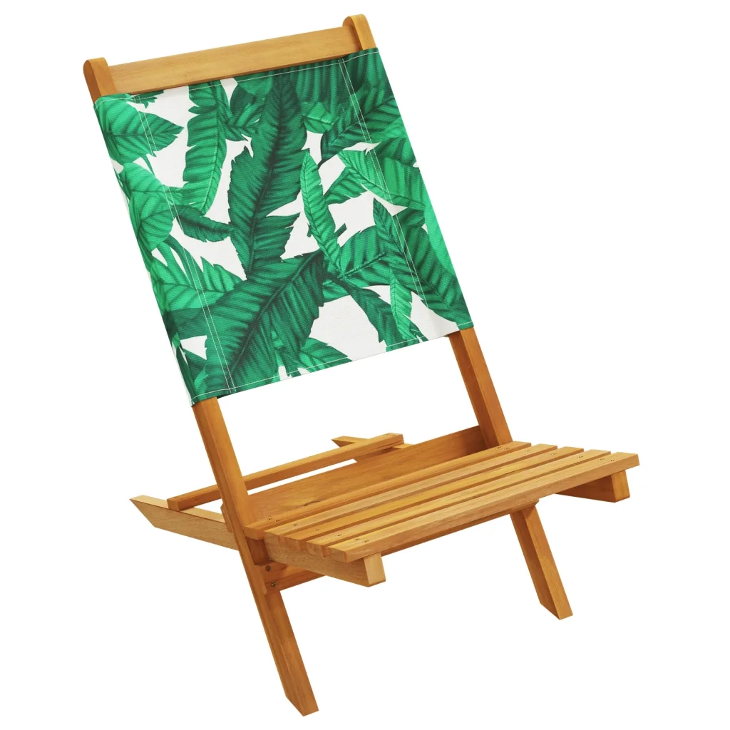 Sedie Giardino 2pz Motivo Foglia Legno Massello Acacia Tessuto 367694