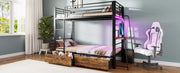 Letto a soppalco 90 x 200 cm con scrivania, LED e cassetti