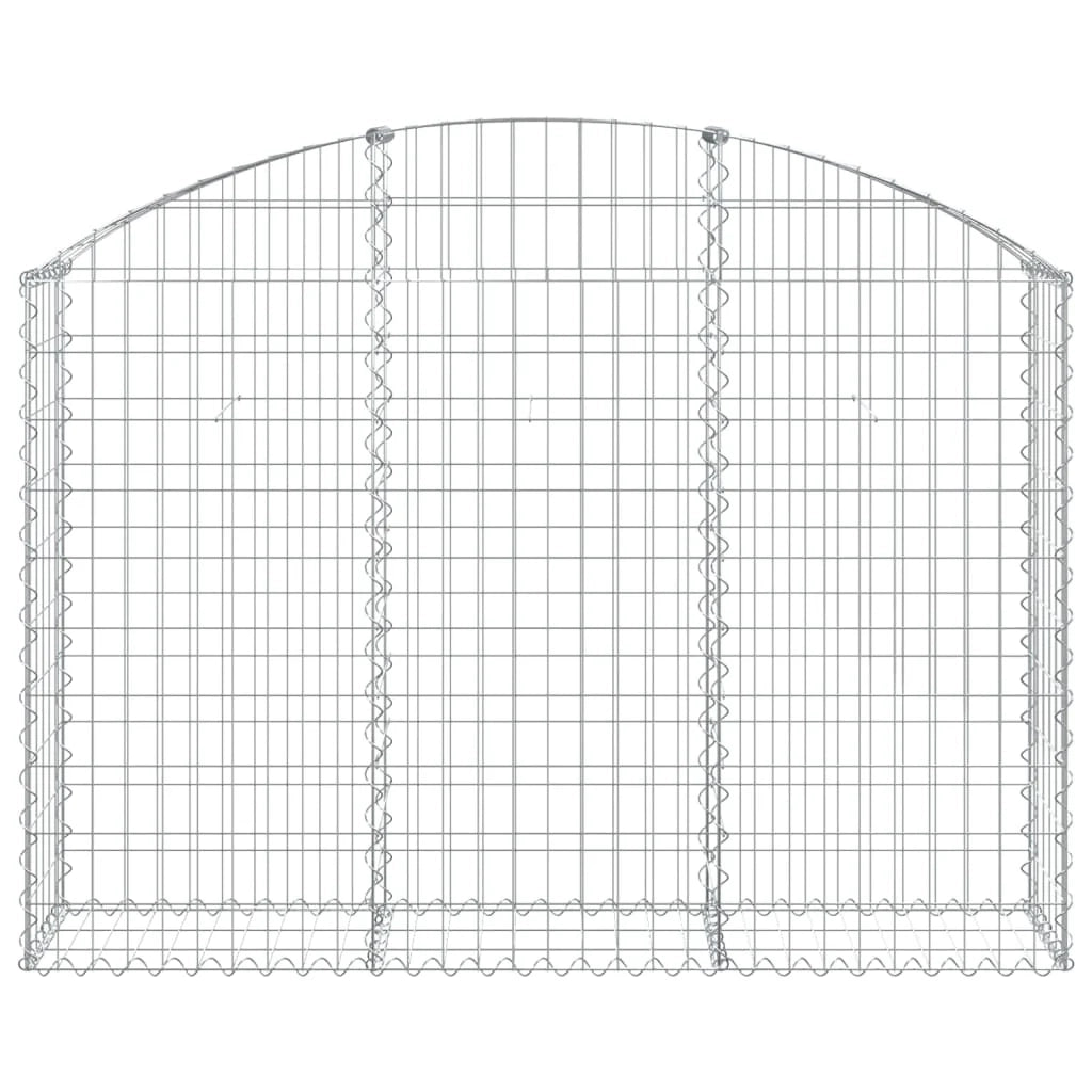 Cesto gabbione recinzione a gabbia muro di contenimento ad arco 150 x 30 x 100/120 cm ferro zincato argento 02_0039970