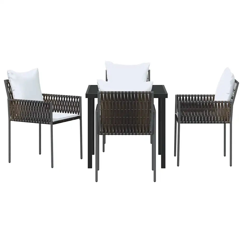 Set da Pranzo per Giardino 5 pcs Marrone e Nero Rattan in PE