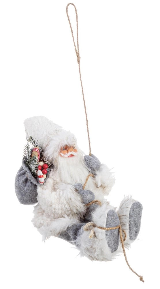Pupazzo Babbo Natale con Corda da Appendere Bianco Addobbi Natalizi Bizzotto