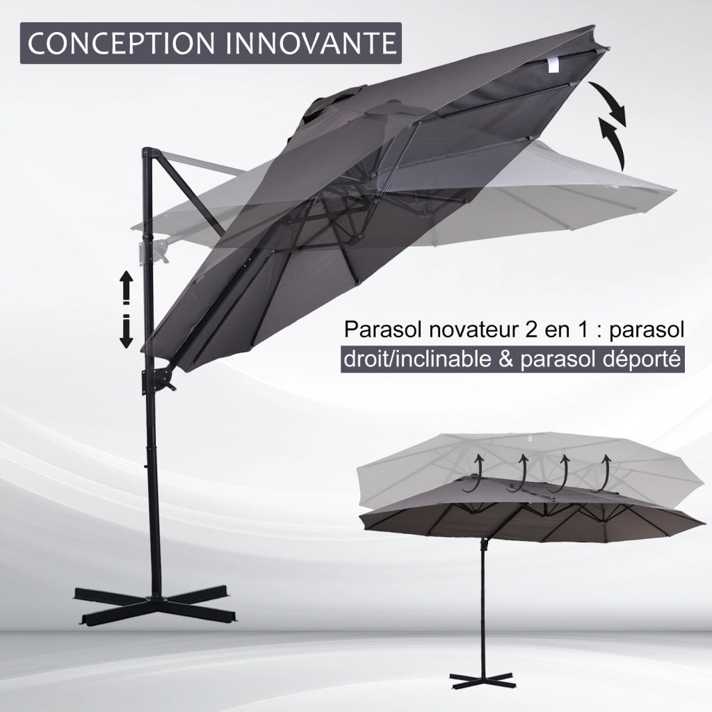 Parasole XXL inclinabile ¨C zephmum ¨C 4.45x2.7x2.6 m grigio