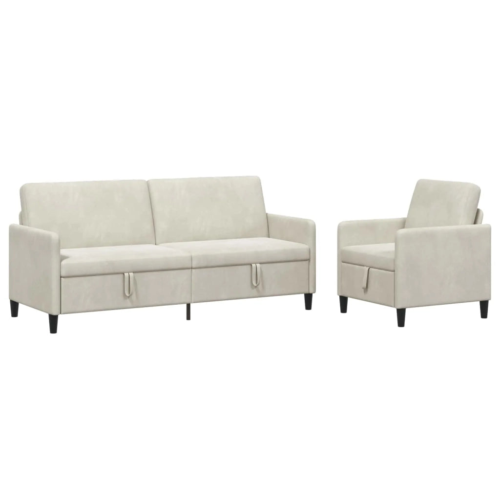 Set di Divani con Storage 2 pz Crema Poliestere 3429254