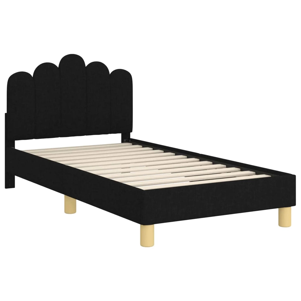 Struttura letto bambini con testata-Giroletto per bambini Nero 80 x 160 cm Tessuto 282767