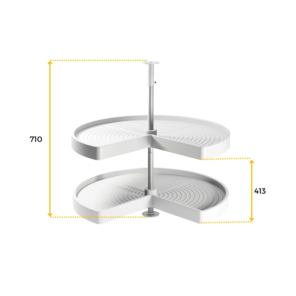 Emuca Coppia di cestelli girevole Shelvo 3/4, 800, Plastica bianca, Tecnoplastica e Alluminio, 1 u.