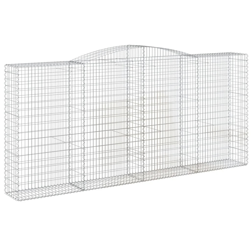Set di 4 gabbioni ad arco per recinzione gabbia o muro di contenimento 400 x 50 x 180/200 cm ferro zincato argento 02_0041498