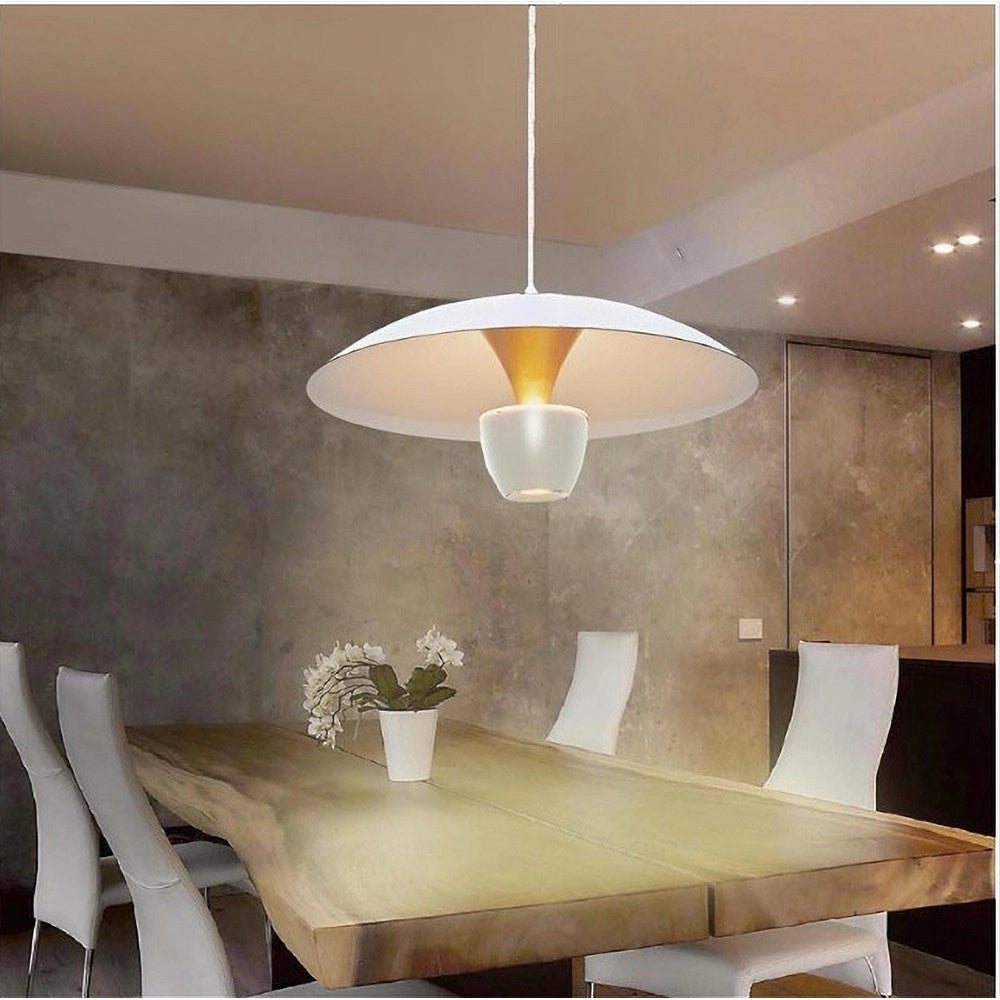 Trade Shop - Lampadario Led A Sospensione Moderno 11w 880lm Bianco Nero Luce Calda Ip20 Lp-64 -