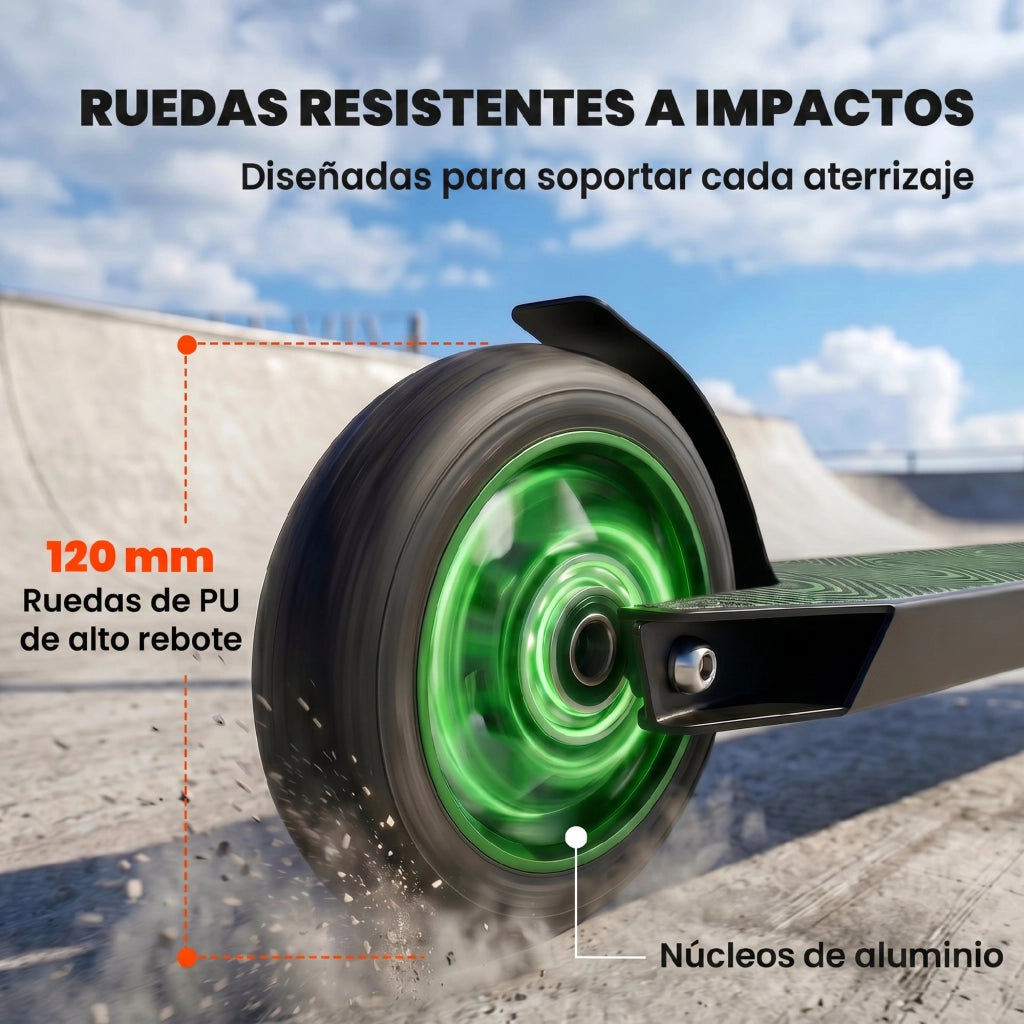 Patinete Freestyle per Skatepark con Ruote 120 mm ¨C zephmum ¨C Verde