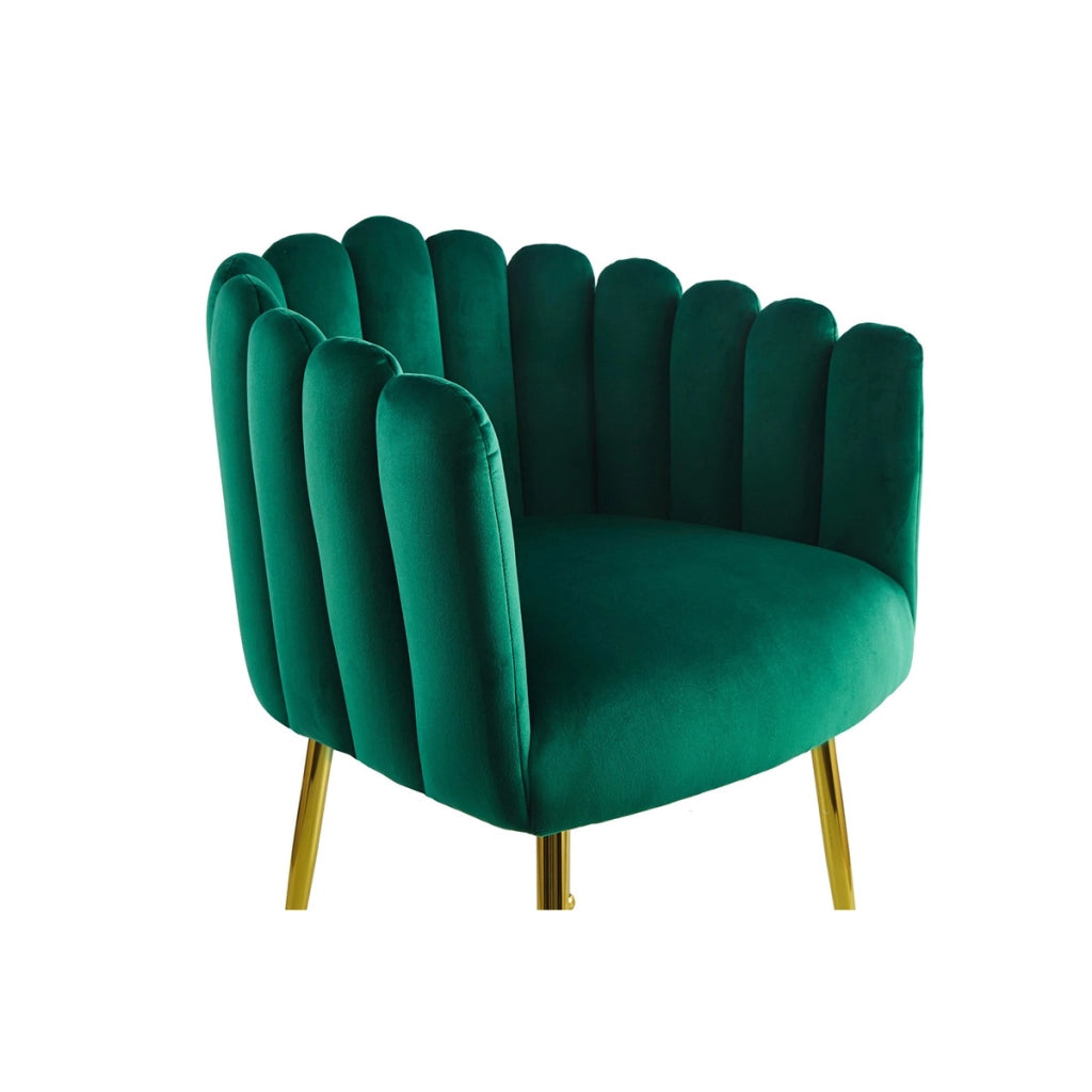 Sedia Mucha 100 in velluto verde smeraldo con gambe dorate