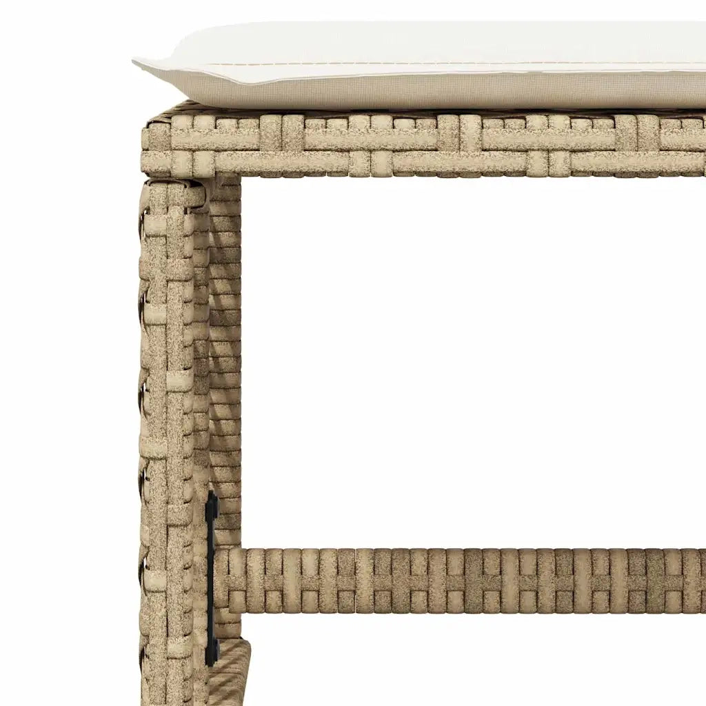 Sgabelli Giardino con Cuscini 4 pz Beige 41x41x36cm Polyrattan CFW8146651