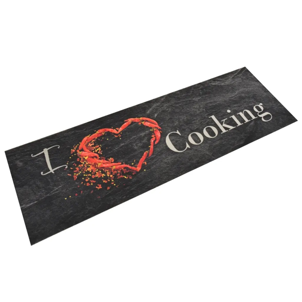 Tappetino da cucina morbido flessibile e lavabile 180 x 60 cm velluto nero 02_0046042