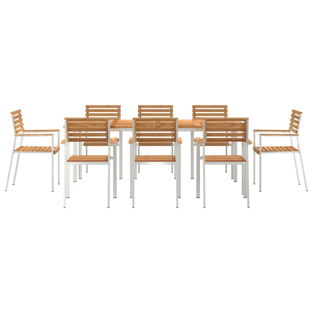 Set da Pranzo da Giardino 9 Pezzi in Legno Massello di Teak
