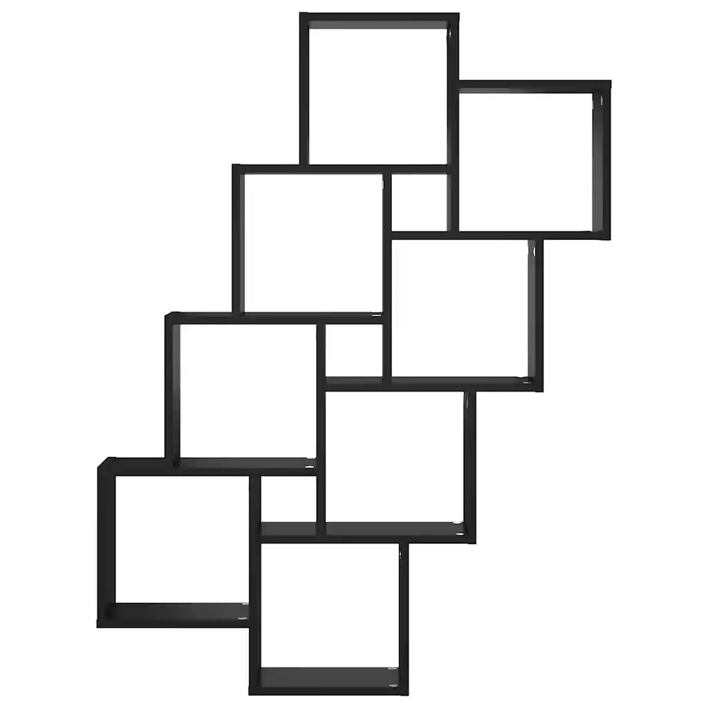 Mensola Parete a Cubo Nera 90x15x119 cm in Legno Multistrato 807179
