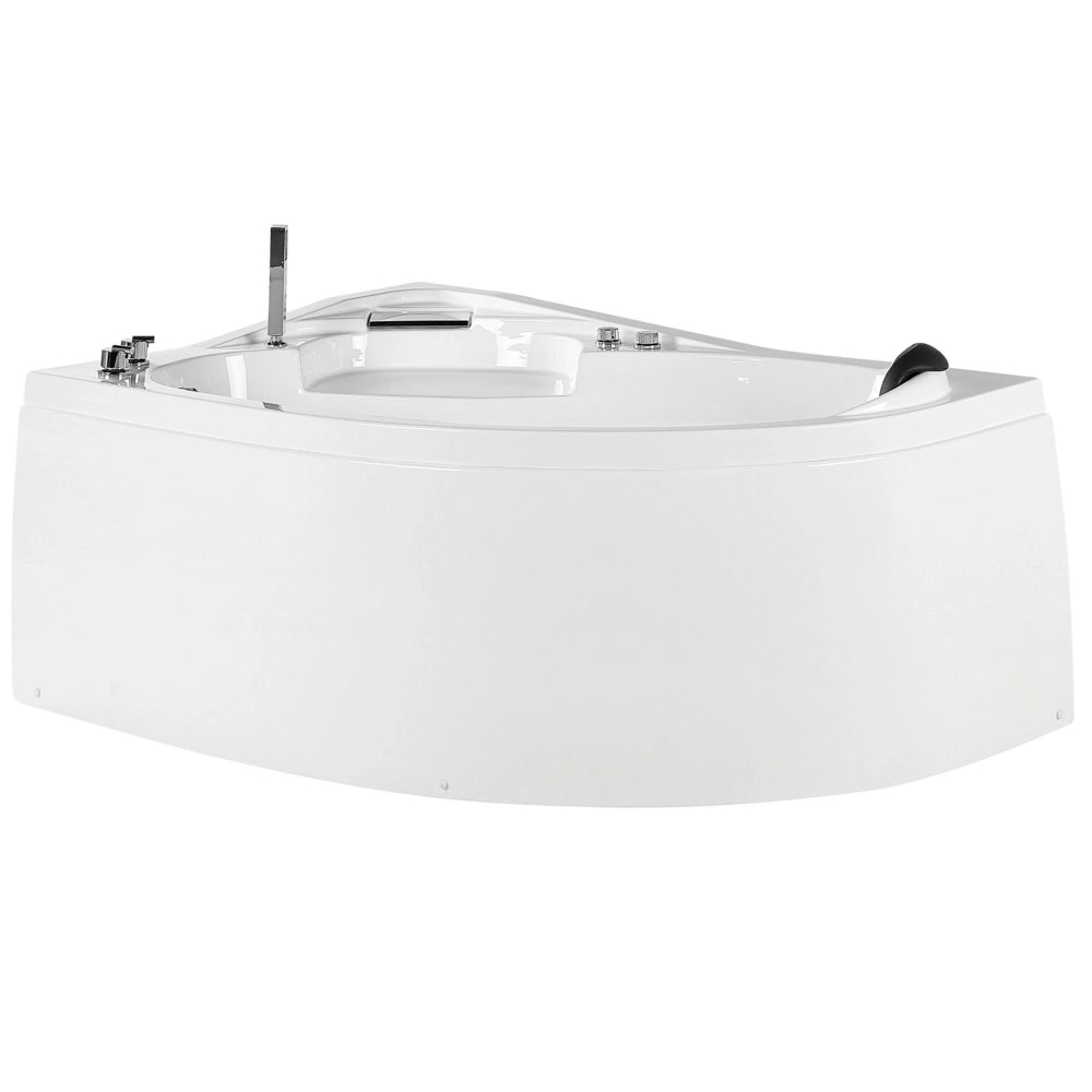 Vasca Idromassaggio ad Angolo versione destra in Acrilico Bianco con Luci LED Soffione Doccia Idromassaggio Poggiatesta