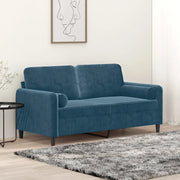 Divano a 2 Posti con Cuscini Blu 140 cm in Velluto 3200890