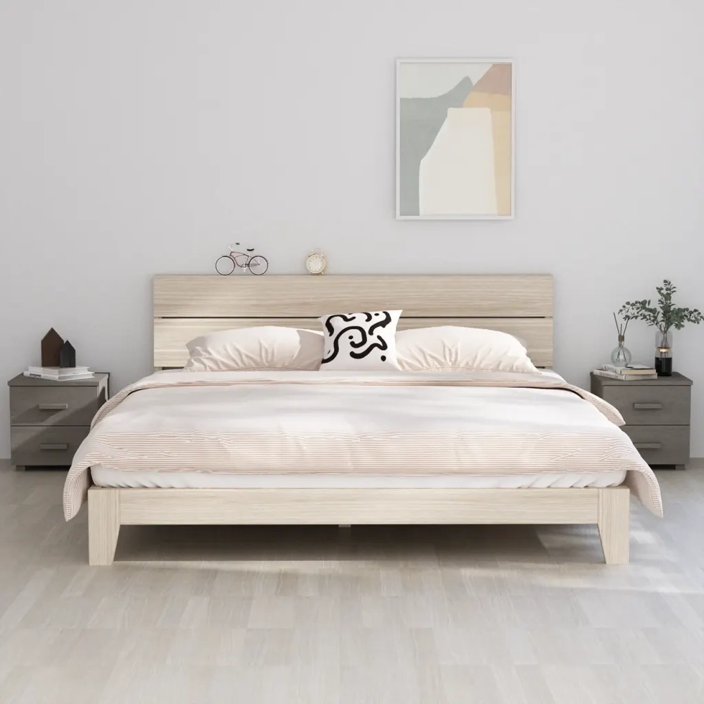 Set di 2 Comodini | Armadio da Notte | Mobiletto da notte HAMAR Grigio Chiaro 40x35x44,5 cm Legno di Pino