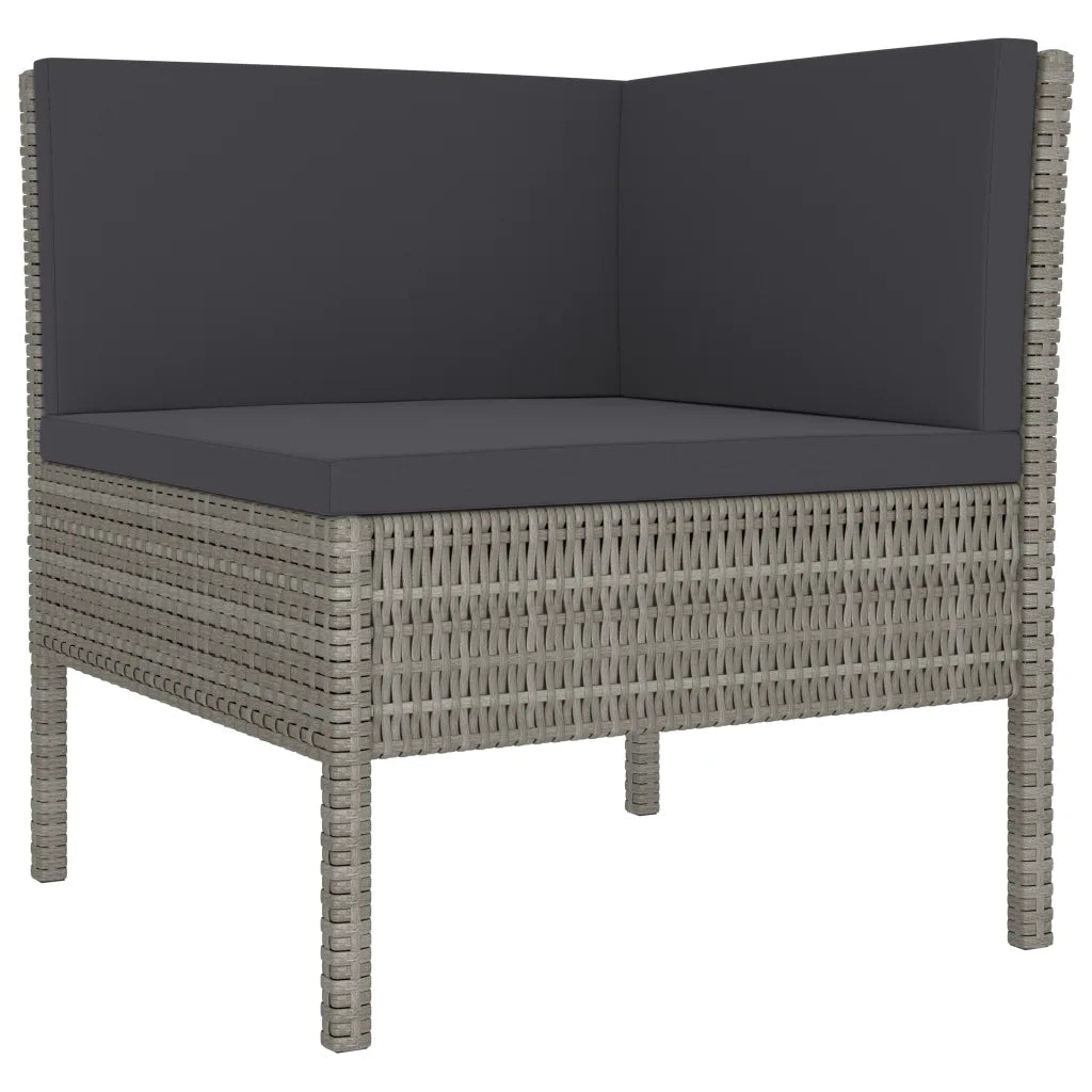 Set Divani da Giardino 6 pz con Cuscini in Polyrattan Grigio cod mxl 44035