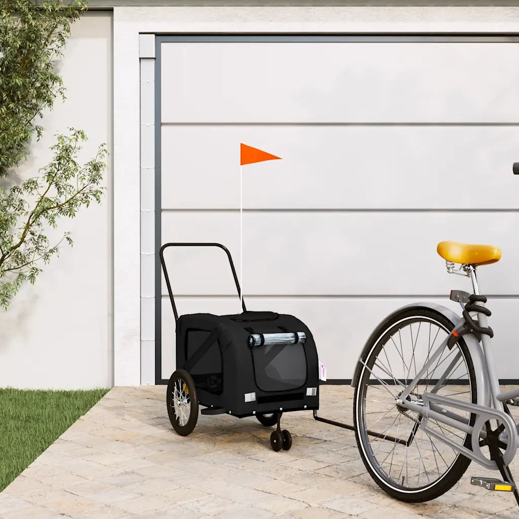 Rimorchio da Bici per Animali Nero Oxford e Ferro CFW1661630