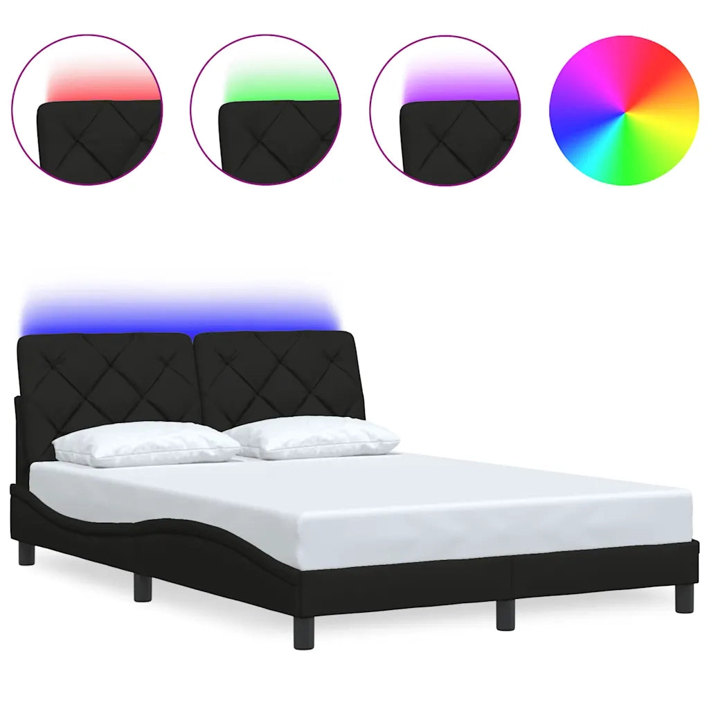 Giroletto con LED senza Materasso Nero 140x200 cm in Tessuto 3310673