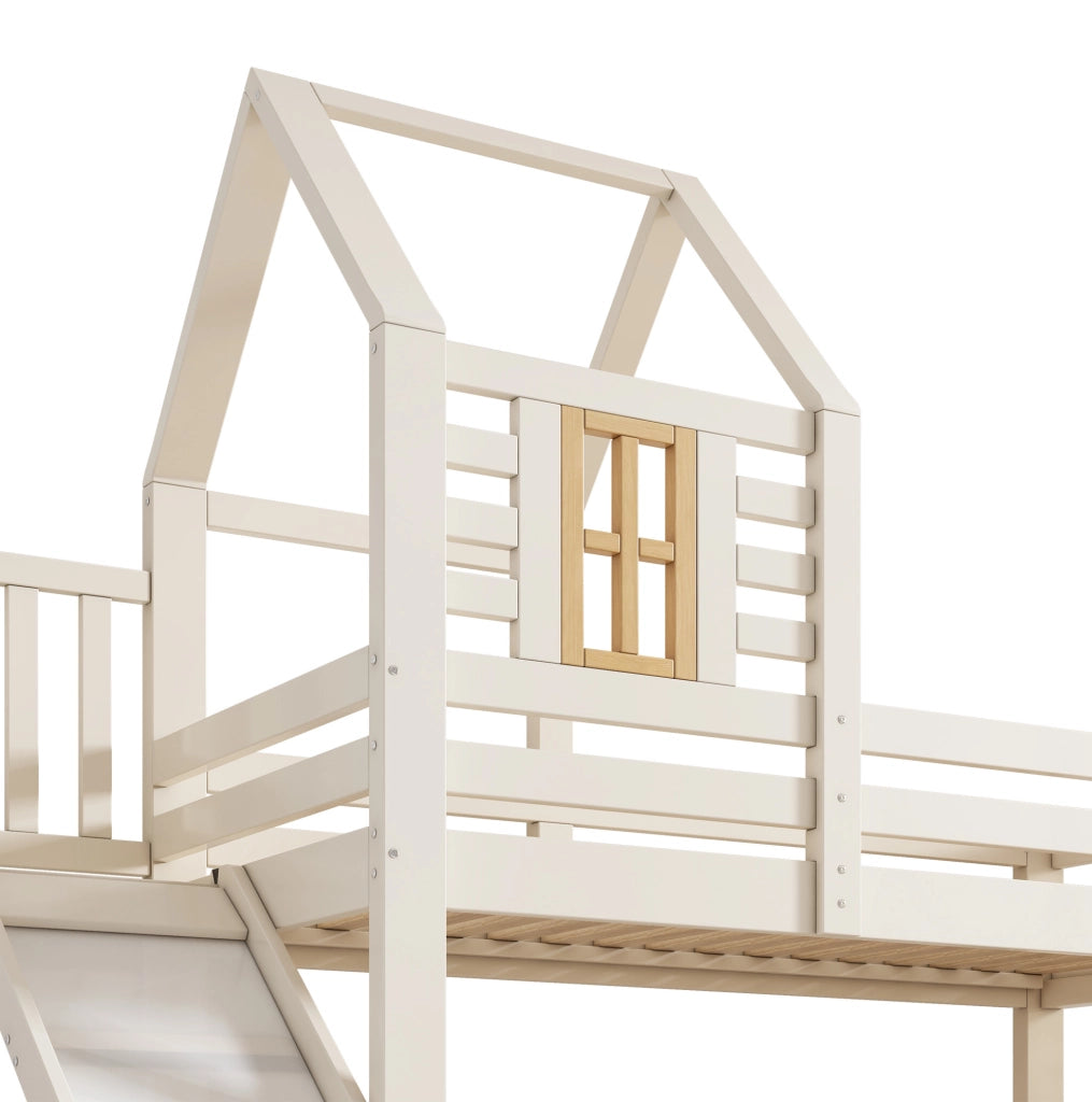 Letto a castello con scivolo, scala e cassetto contenitore