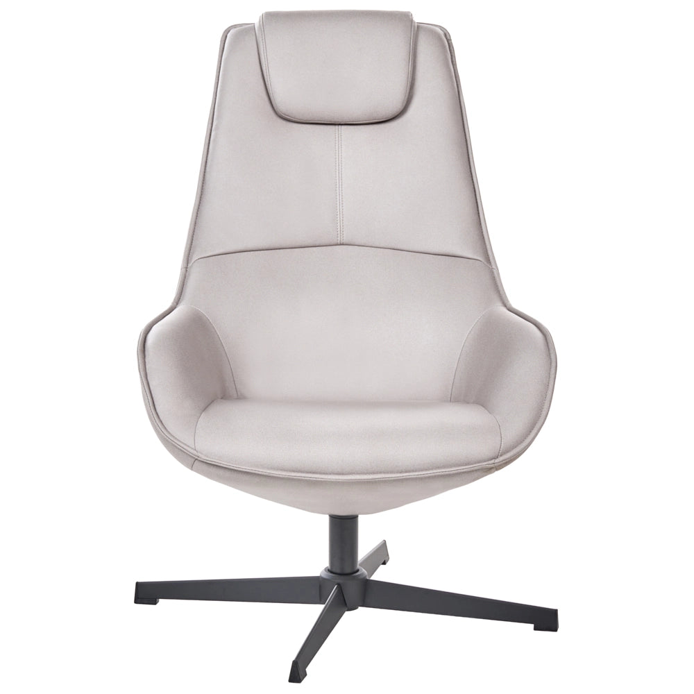 Poltrona girevole in ecopelle grigio chiaro con base girevole e schienale alto poltrona ergonomica