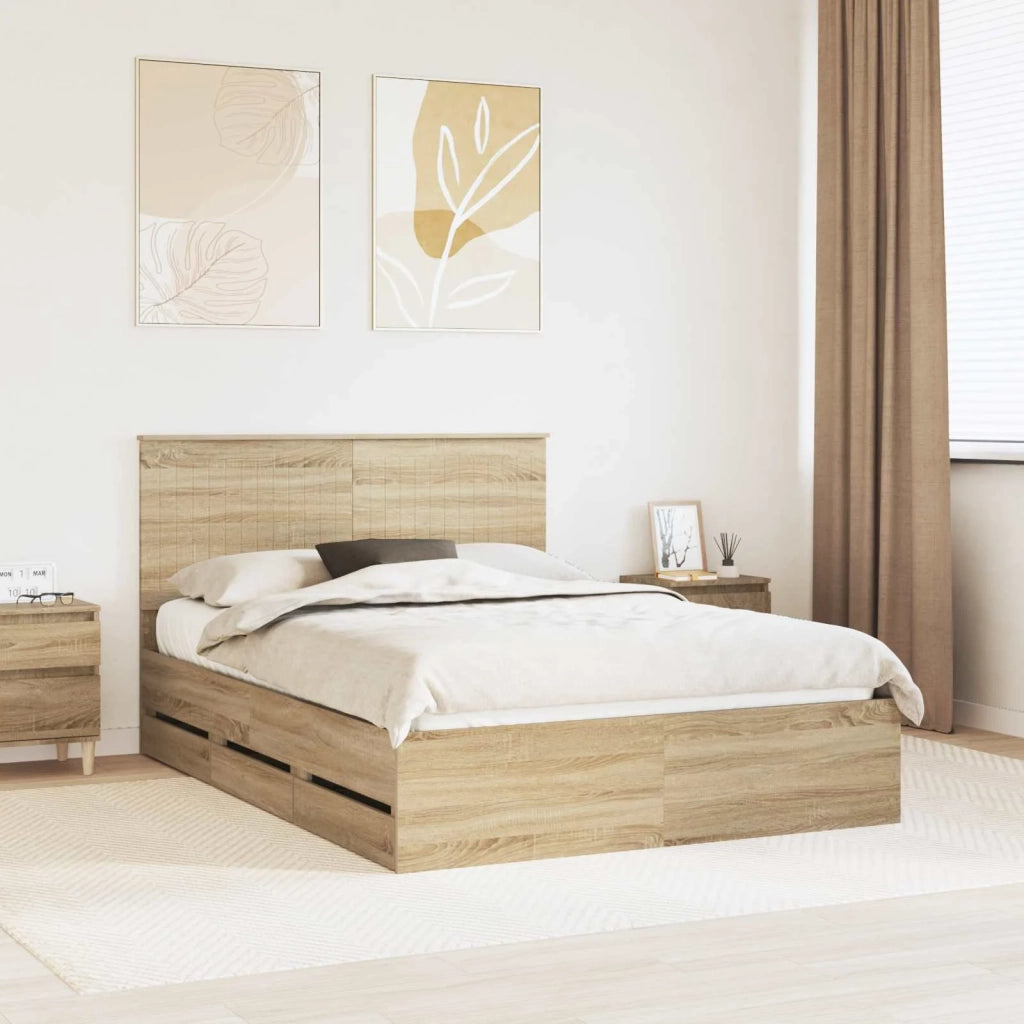 Struttura del letto con cassetto Rovere Sonoma 140 x 200 cm 3411112