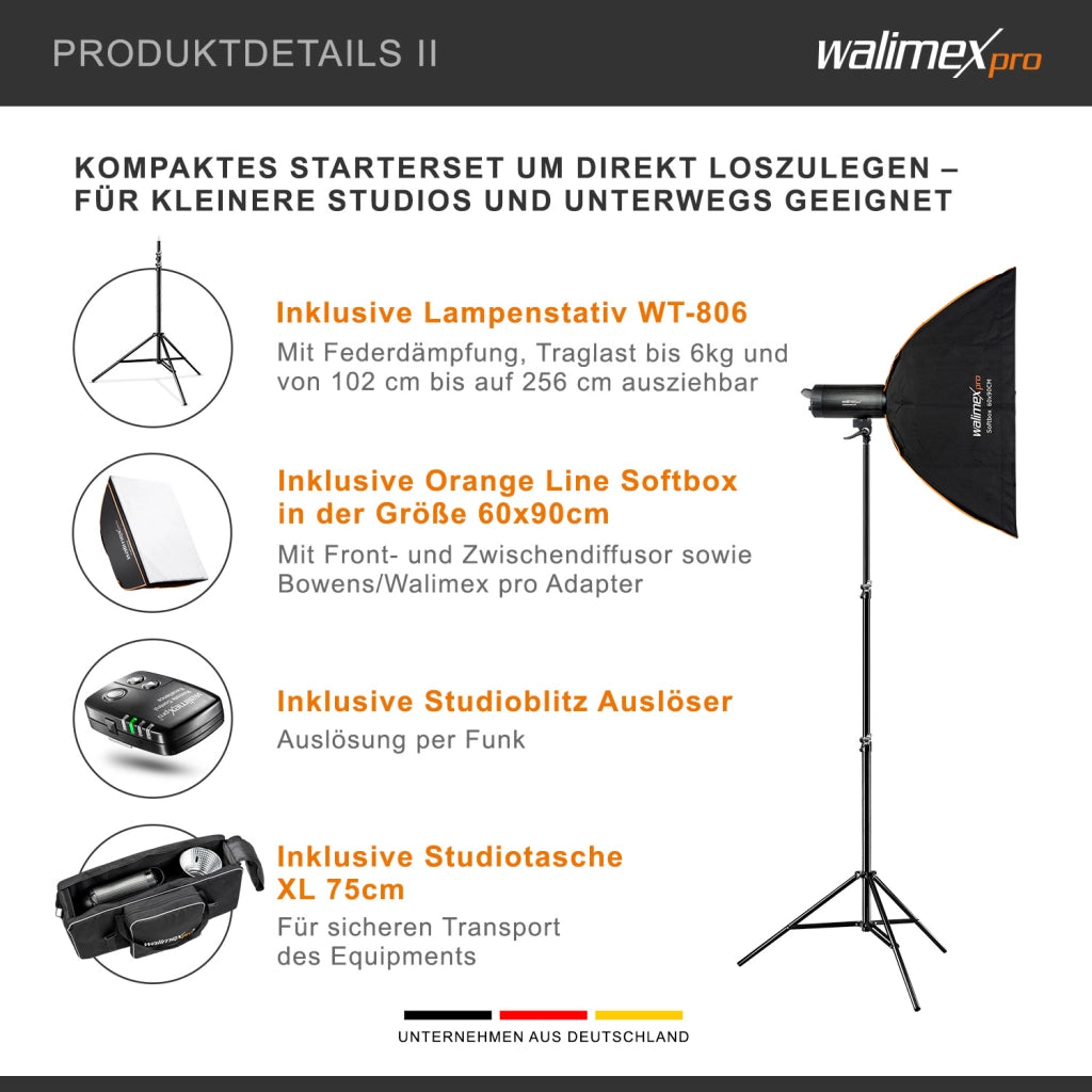 Set Campaigner 600 - flash fotografico da studio, luce LED da 600 W per foto e video, con softbox stativo luci e accessori