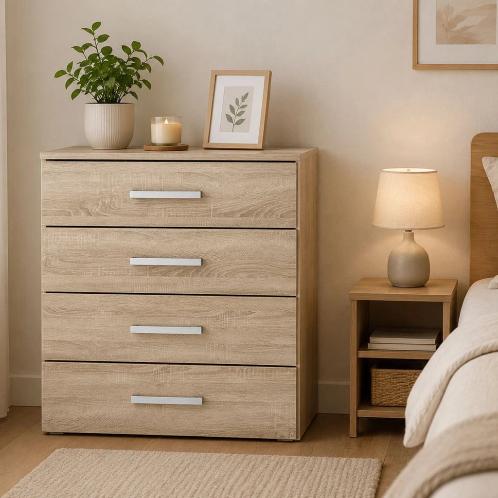 Laga, Cassettiera 4 Cassetti, 83x43x97h cm Marrone Rovere