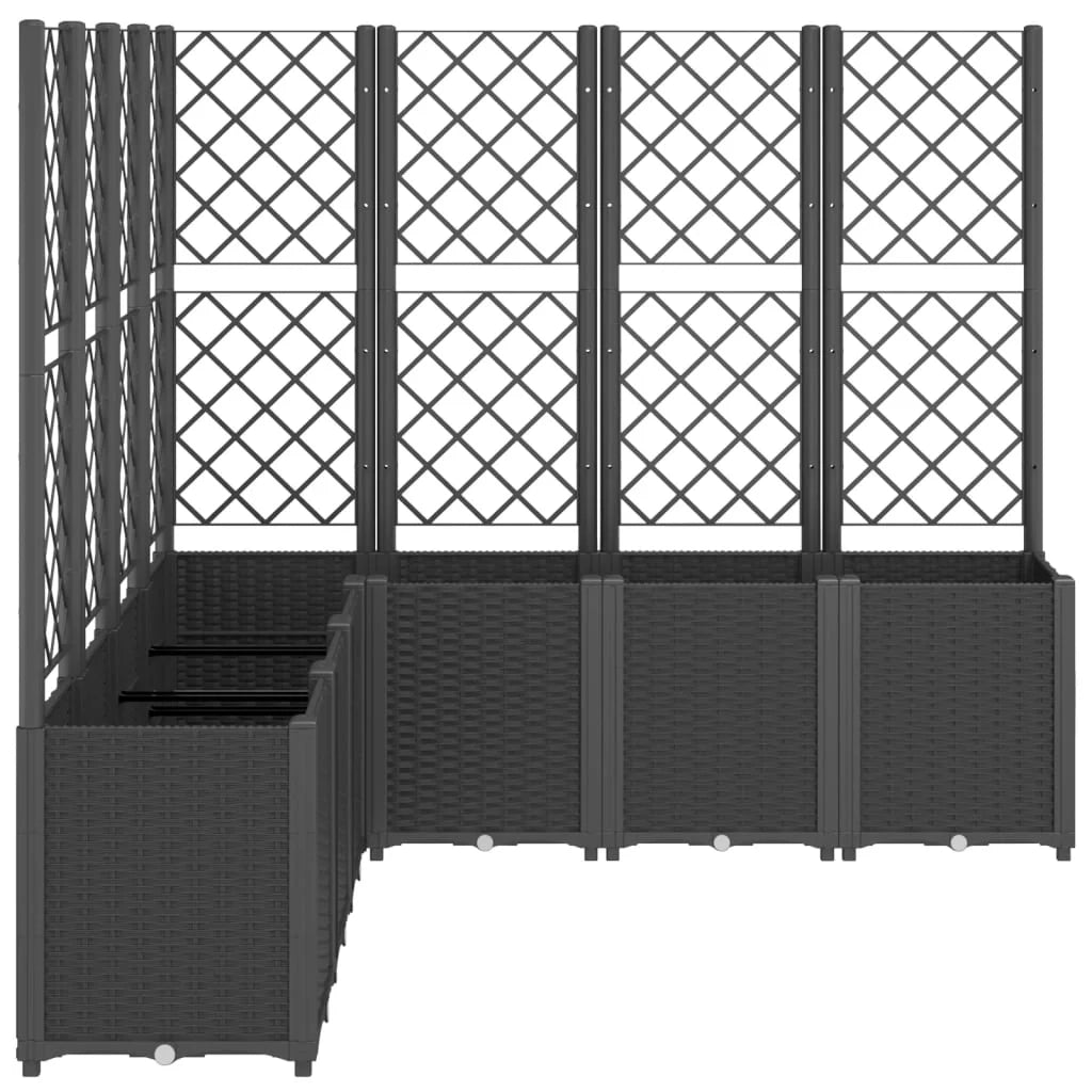 Fioriera rialzata per piante fiori patio giardino con traliccio 160 x 160 x 140 cm PP nero 02_0038261