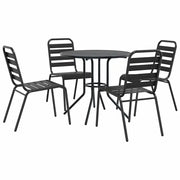Set Sedie Giardino Impilabili 5 pz | Sedie da Esterno Antracite Acciaio Verniciato