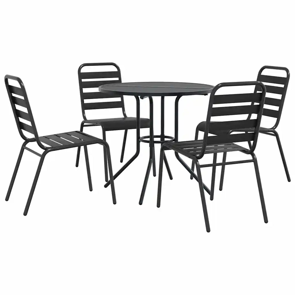Set Sedie Giardino Impilabili 5 pz | Sedie da Esterno Antracite Acciaio Verniciato