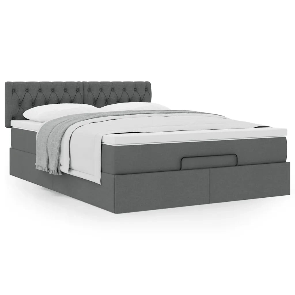 Pouf Letto con Materasso Grigio Scuro 140x200 cm in Tessuto 3311547