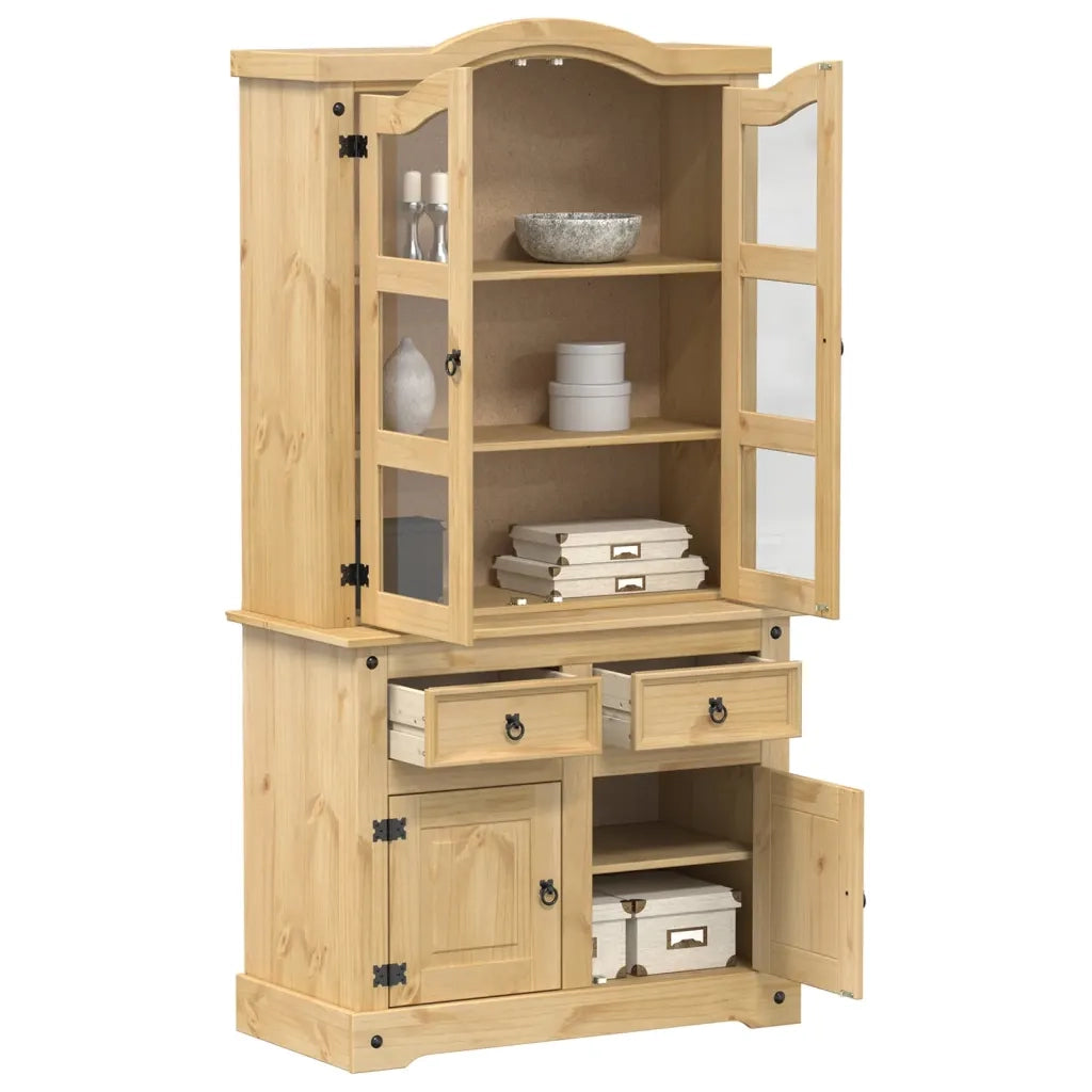 Vetrina Corona 100x48,5x179 cm in Legno Massello di Pino