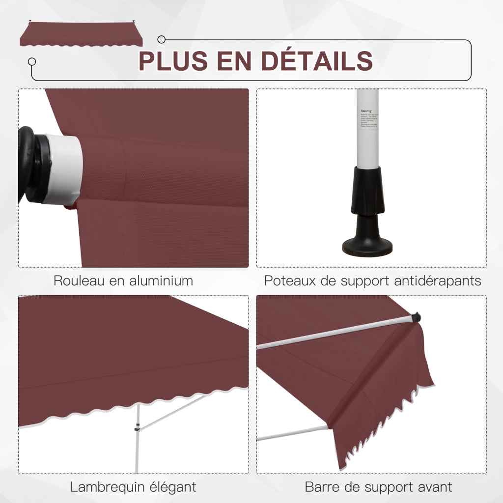 Tenda da sole retrattile ¨C zephmum ¨C 3x1,5 m bordeaux poliestere