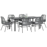 Set da Pranzo da Giardino 7 pz con Cuscini Polyrattan Vetro 3334581