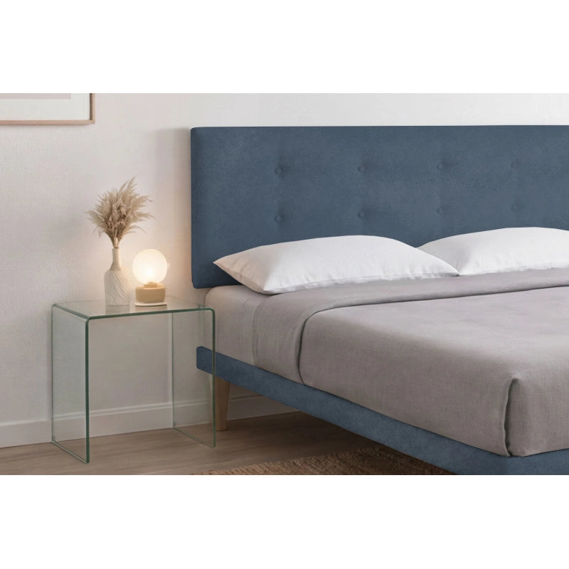 Letto imbottito Matrimoniale 160x190 cm Button - Con rete,Microfibra,Blu